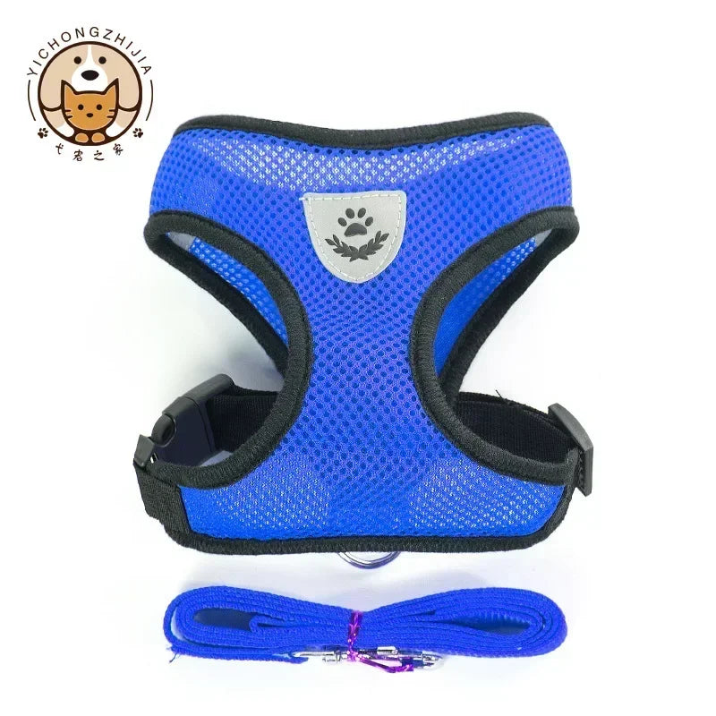 Breathable Mesh Dog Harness and Leash Set Puppy Dog Cat Vest Harness for Small Dogs Dog Accessories Supplies