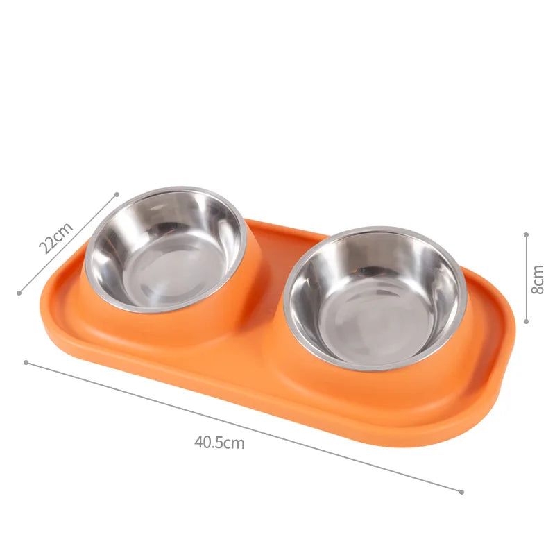 Pet Supplies Dog Pot Cat Bowl Neck Protection Slow Food Anti-choking Plate Anti-knock Over Double Bowl Diagonal