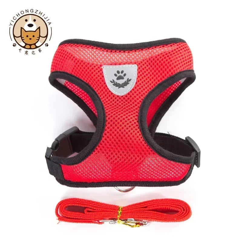 Breathable Mesh Dog Harness and Leash Set Puppy Dog Cat Vest Harness for Small Dogs Dog Accessories Supplies