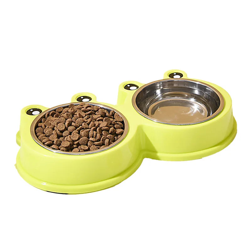 Pet Supplies Dog Pot Cat Bowl Neck Protection Slow Food Anti-choking Plate Anti-knock Over Double Bowl Diagonal