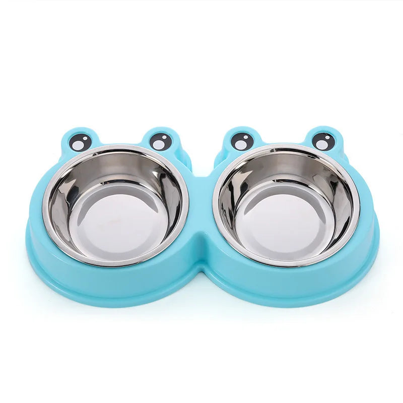 Pet Supplies Dog Pot Cat Bowl Neck Protection Slow Food Anti-choking Plate Anti-knock Over Double Bowl Diagonal