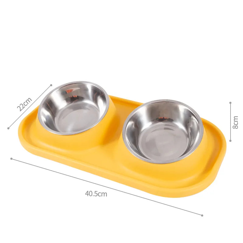 Pet Supplies Dog Pot Cat Bowl Neck Protection Slow Food Anti-choking Plate Anti-knock Over Double Bowl Diagonal