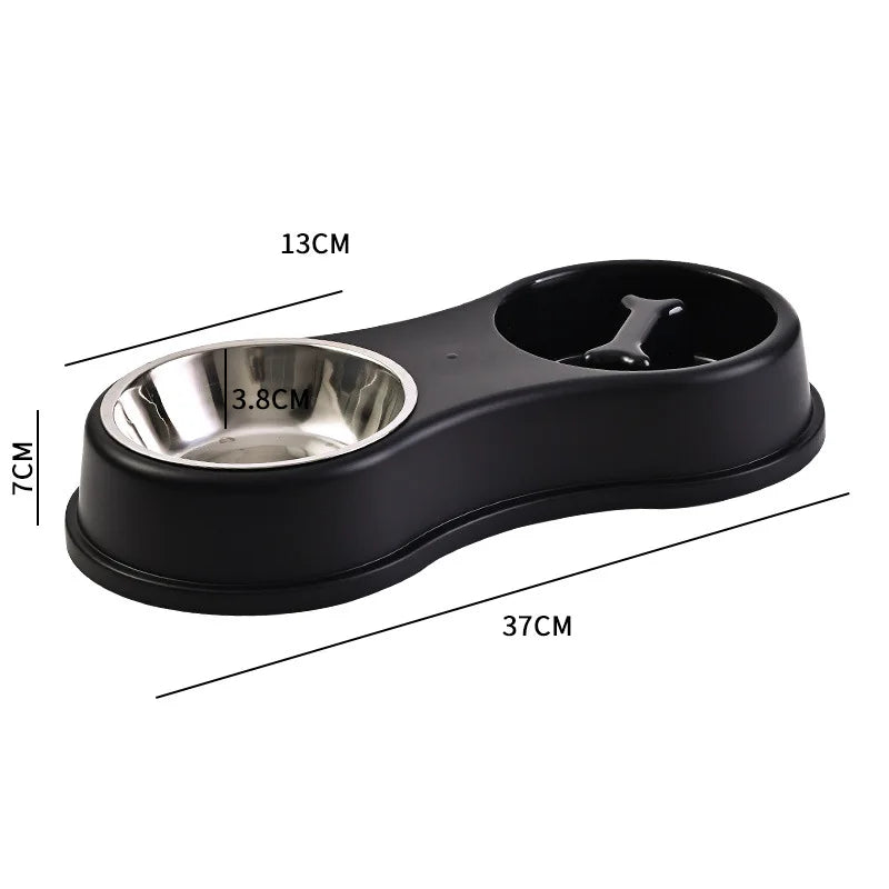 Pet Supplies Dog Pot Cat Bowl Neck Protection Slow Food Anti-choking Plate Anti-knock Over Double Bowl Diagonal