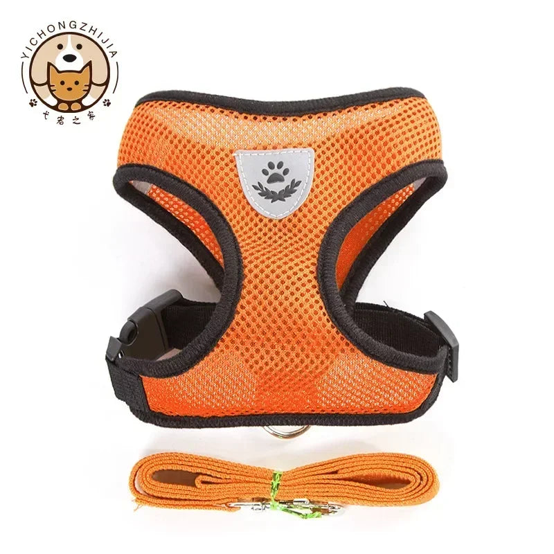 Breathable Mesh Dog Harness and Leash Set Puppy Dog Cat Vest Harness for Small Dogs Dog Accessories Supplies