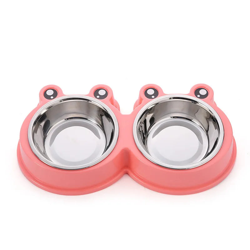 Pet Supplies Dog Pot Cat Bowl Neck Protection Slow Food Anti-choking Plate Anti-knock Over Double Bowl Diagonal